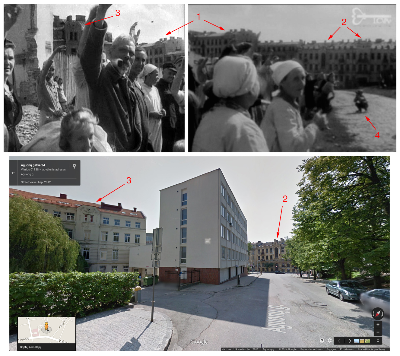 Aguonų ir Kauno g. sankryža vakar ir šiandien