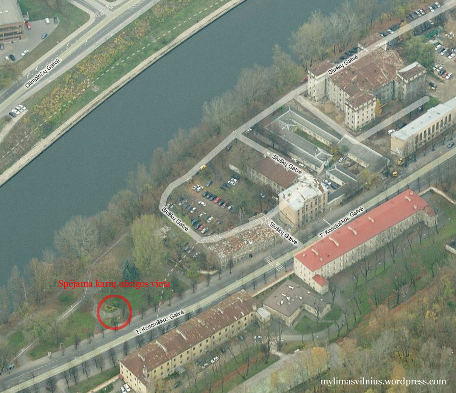 Spėjama karinio kalėjimo karių užeigos vieta. Yahoo maps