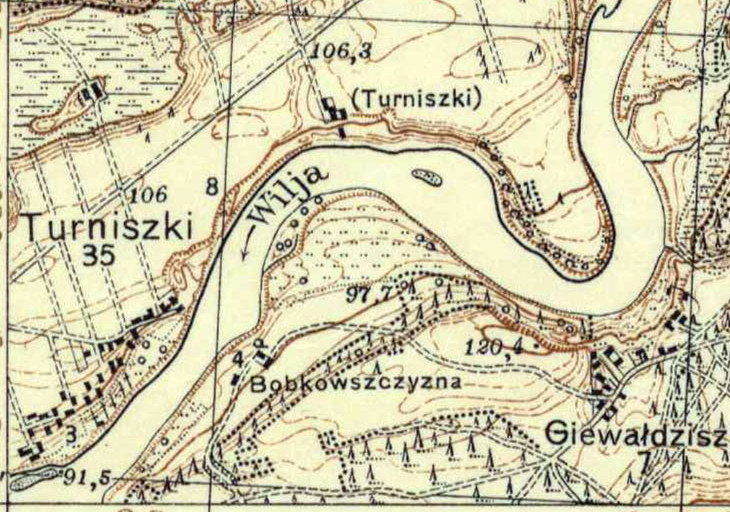 Turniškės. 1933 m. žemėlapio fragmentas