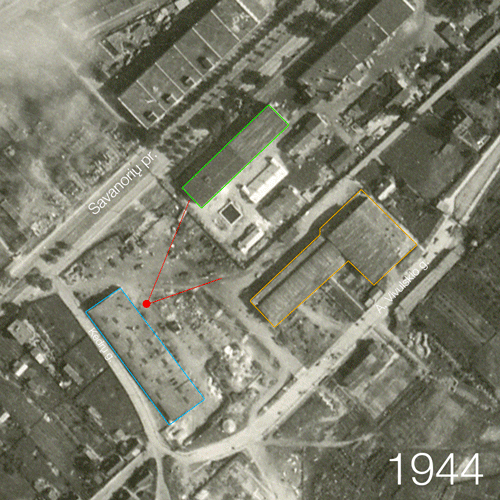 2. Autobusų garažų teritorija laikui bėgant